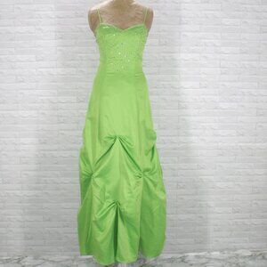 MASQUERADE Dress Prom Beaded Homecoming Pick Up Maxi Ball Gown Lime Green Size 7
